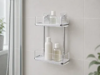 WENKO Vacuum-Loc Edelstahl Wandregal 2 Etagen Quadro 2-Etagen-Wandregal ohne Bohren