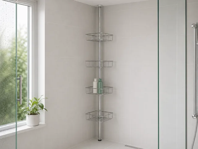 WENKO Teleskopregal Domaso Edelstahl Eck-Teleskopregal ohne Bohren