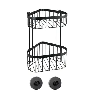 WENKO Classic Plus Black Eckregal 2 Etagen mit Vacuum-Loc Eckregal 2 Etagen ohne Bohren